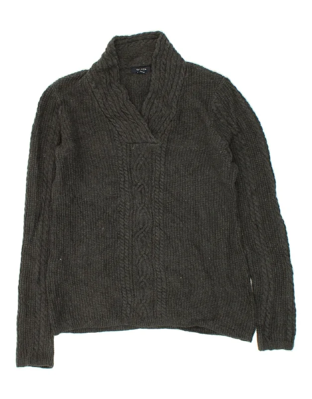 NAUTICA Womens Shawl Neck Jumper Sweater UK 16 Large Grey Cotton Stylish Wool Shawl Wrap NAUTICA Womens Shawl Neck Jumper Sweater UK 16 Large Grey Cotton Stylish Wool Shawl Wrap