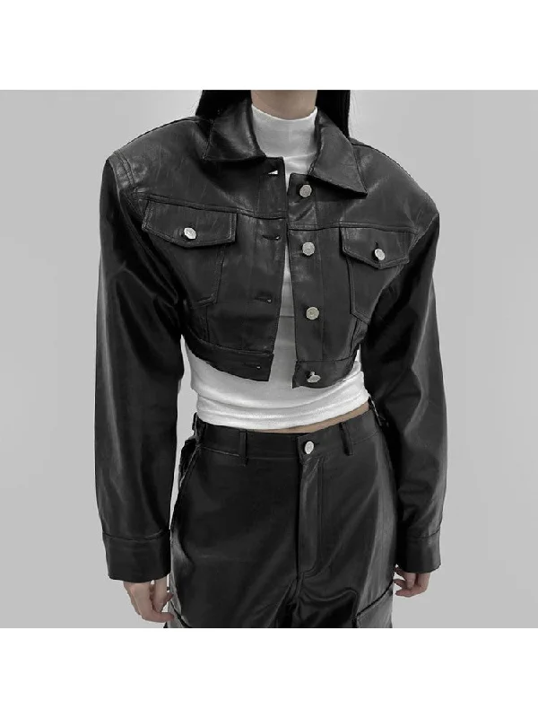 Padded Shoulders Buckle Lapel Cropped Peacoat Chenille Brocade Lace