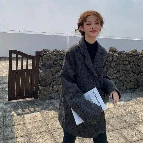 Pocket two button suit coat Mesh Canvas Denim