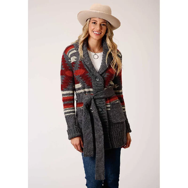 Stetson Women's Aztec Knit Shawl Collar Sweater Elegant Wool Shawl Cape
