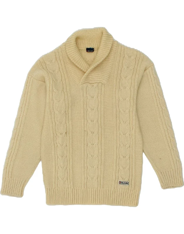 VINTAGE Womens Shawl Neck Jumper Sweater UK 10 Small Beige Wool Fashionable Pashmina Shawl VINTAGE Womens Shawl Neck Jumper Sweater UK 10 Small Beige Wool Fashionable Pashmina Shawl