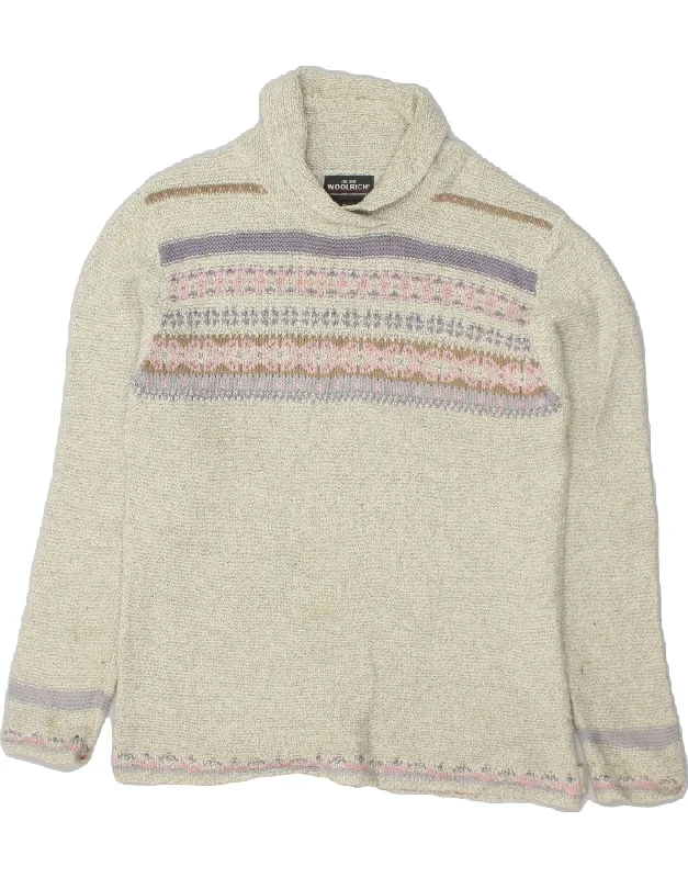 WOOLRICH Womens Shawl Neck Jumper Sweater UK 10 Small Grey Striped Cotton Soft Cotton Shawl Cape WOOLRICH Womens Shawl Neck Jumper Sweater UK 10 Small Grey Striped Cotton Soft Cotton Shawl Cape