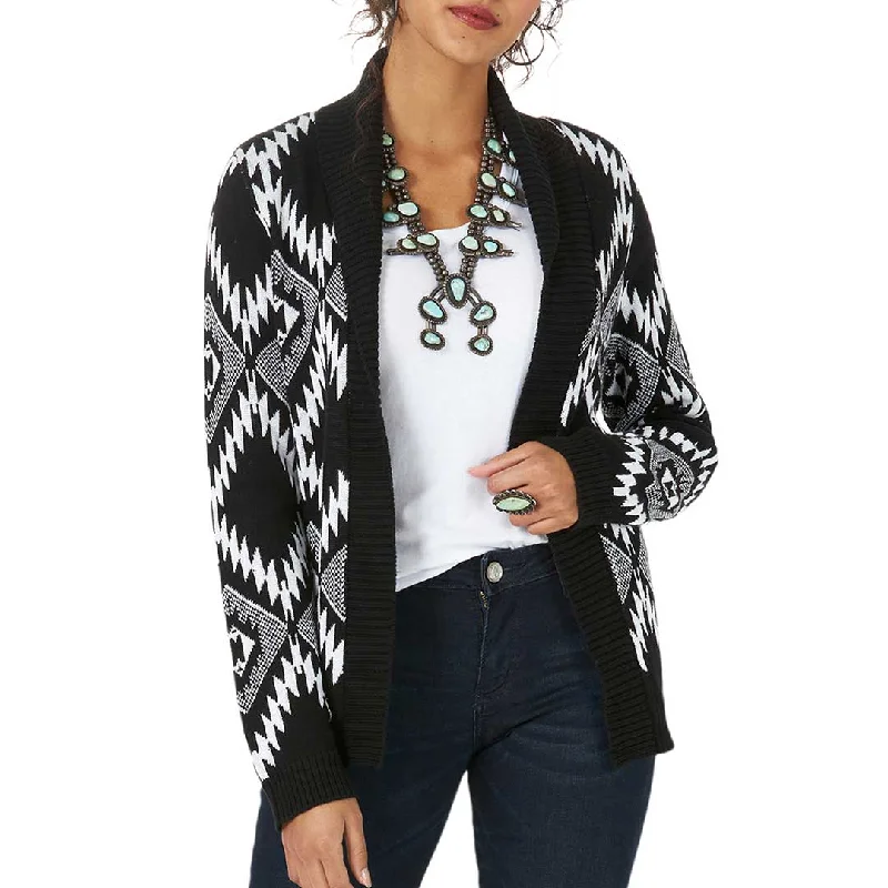 Wrangler Women's Retro Shawl Collar Sweater Trendy Crochet Shawl Scarf