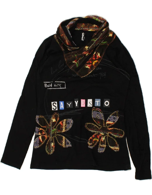 DESIGUAL Womens Graphic Shawl Neck Jumper Sweater UK 12 Medium Black Warm Cashmere Shawl Scarf DESIGUAL Womens Graphic Shawl Neck Jumper Sweater UK 12 Medium Black Warm Cashmere Shawl Scarf