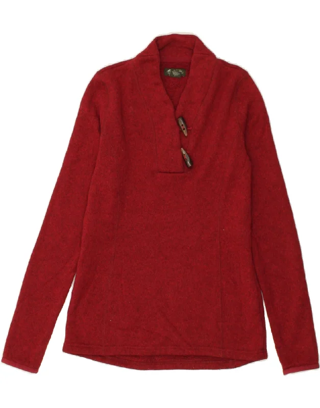 EDDIE BAUER Womens Shawl Neck Jumper Sweater UK 10 Small Red Polyester Classic Wool Shawl Wrap