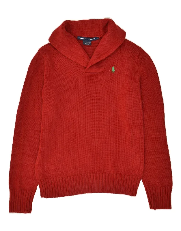 POLO RALPH LAUREN Womens Shawl Neck Jumper Sweater UK 14 Large Red Cotton Elegant Velvet Shawl Wrap POLO RALPH LAUREN Womens Shawl Neck Jumper Sweater UK 14 Large Red Cotton Elegant Velvet Shawl Wrap
