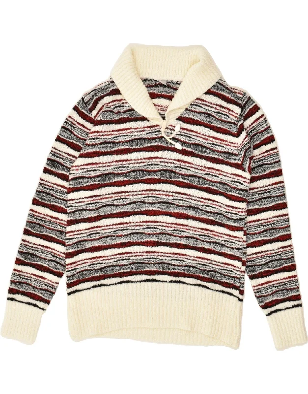 VINTAGE Womens Shawl Neck Jumper Sweater UK 12 Medium Multicoloured Fashionable Wool Shawl Cape VINTAGE Womens Shawl Neck Jumper Sweater UK 12 Medium Multicoloured Fashionable Wool Shawl Cape