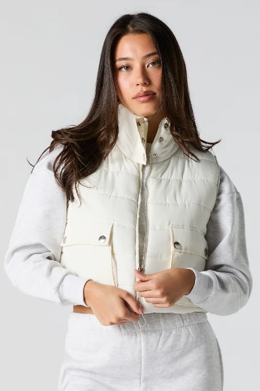 High Neck Puffer Vest Structured Blazer Vest