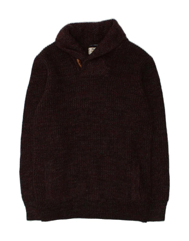 ALCOTT Womens Shawl Neck Jumper Sweater XL Burgundy Acrylic Cozy Plaid Shawl Scarf