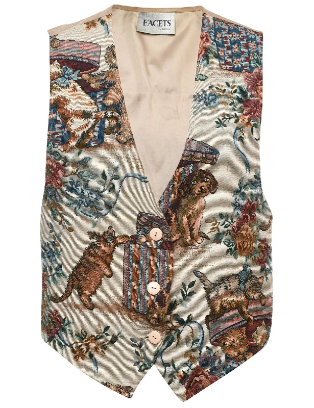 Animal Print Waistcoat - L Stylish Button Waistcoat Vest