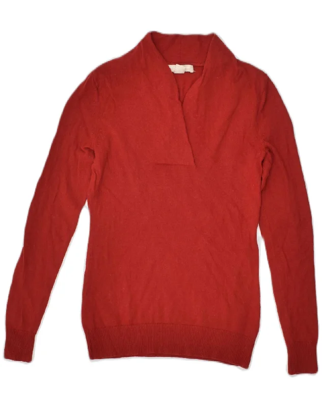 BANANA REPUBLIC Womens Shawl Neck Jumper Sweater UK 4 XS Red Wool Fashionable Shawl with Fringe BANANA REPUBLIC Womens Shawl Neck Jumper Sweater UK 4 XS Red Wool Fashionable Shawl with Fringe