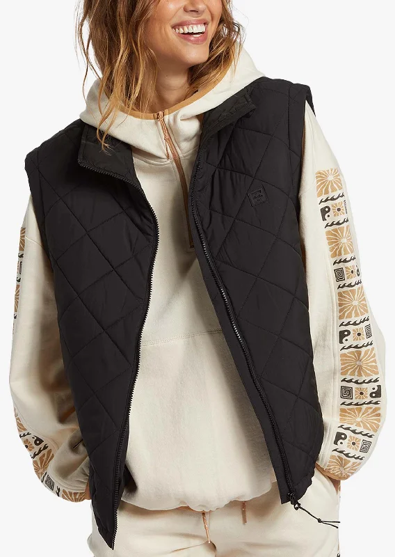 Billabong Women's Transport Puffer Vest Oversized Knit Vest