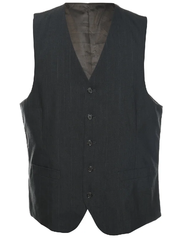 Black & Brown Waistcoat - M Comfortable Wool-Lined Waistcoat