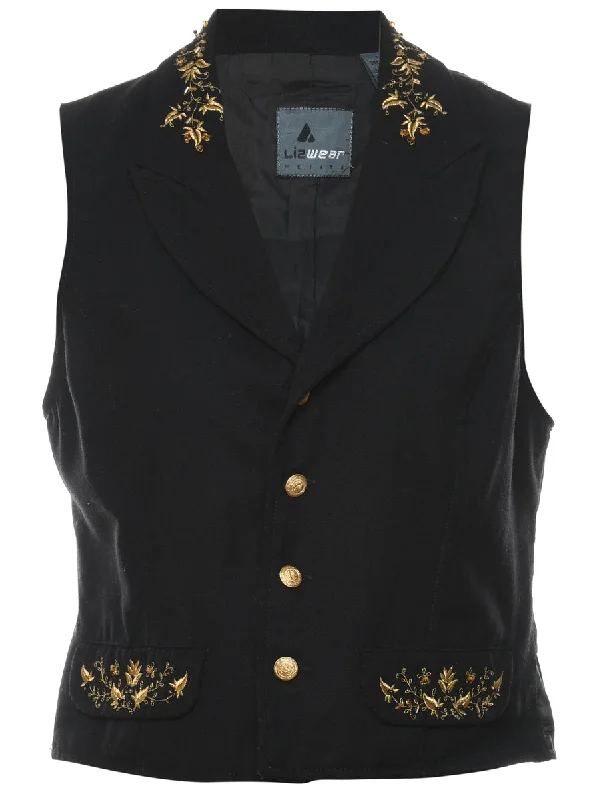 Black Waistcoat - S Trendy Faux Leather Waistcoat