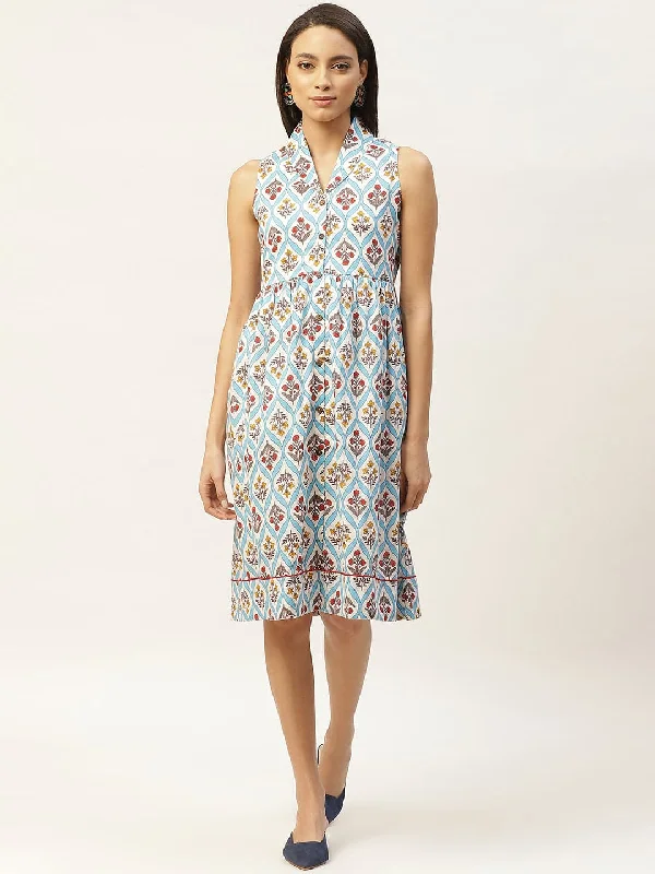 Blue Floral Shawl Collar Front Open Dress Elegant Velvet Shawl Cape