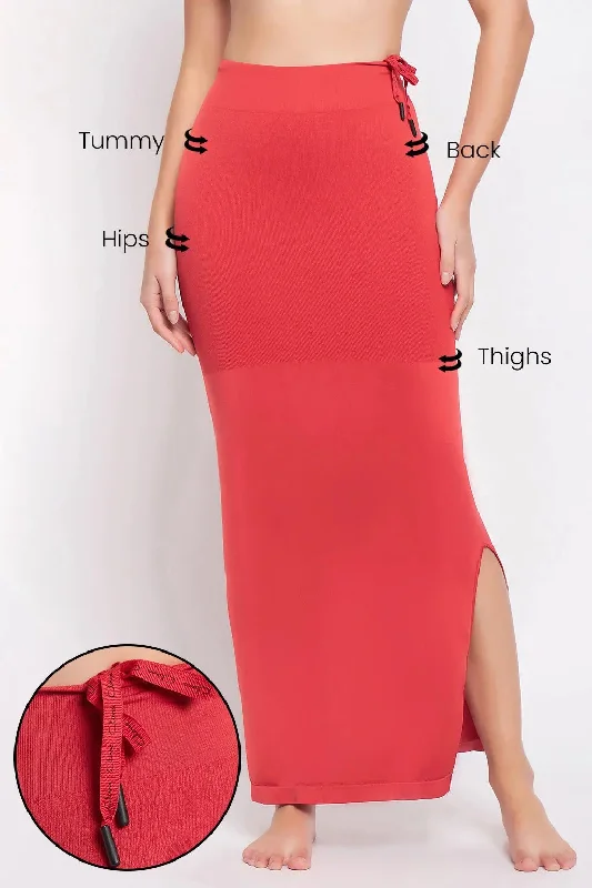 Clovia Saree Shapewear Petticoat with Drawstring in Red Three-Quarter Sleeve Elbow Sleeve Wrist Sleeve Clovia Saree Shapewear Petticoat with Drawstring in Red Three-Quarter Sleeve Elbow Sleeve Wrist Sleeve