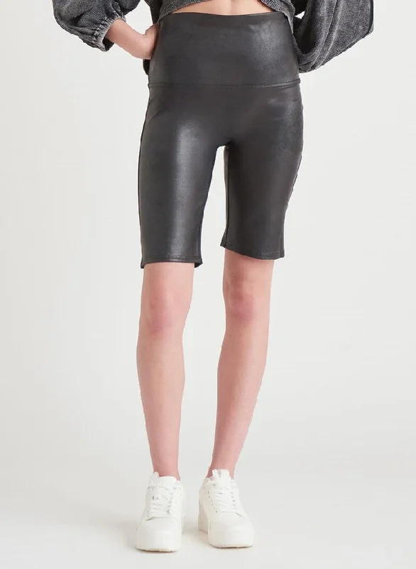 Coated Biker Short Embroidered Appliqued Beaded