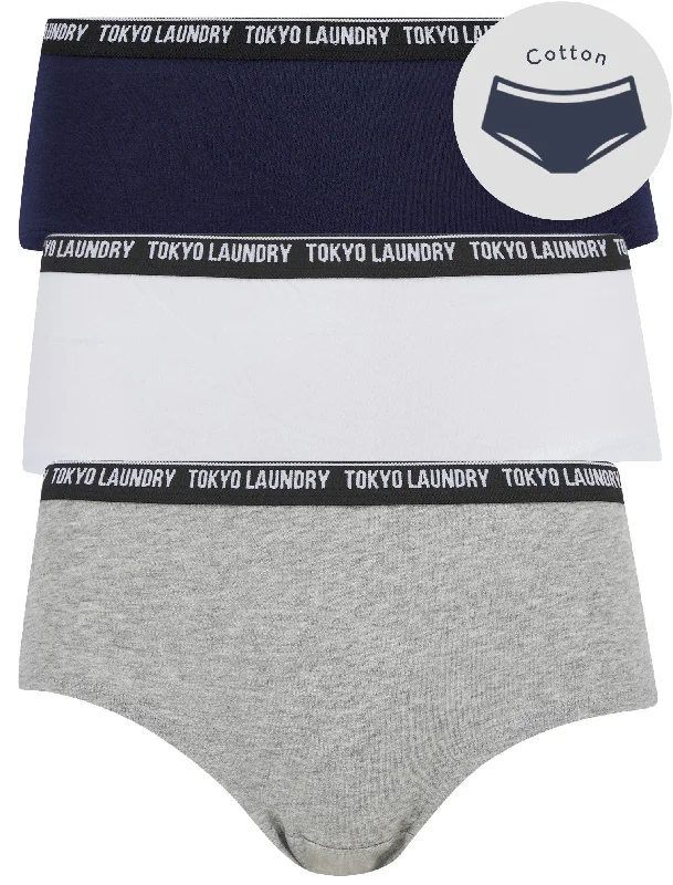 Elia (3 Pack) Assorted Hipster Briefs in Peacoat Blue / Bright White / Light Grey Marl - Tokyo Laundry Elasticated Drawstring Belted Elia (3 Pack) Assorted Hipster Briefs in Peacoat Blue / Bright White / Light Grey Marl - Tokyo Laundry Elasticated Drawstring Belted