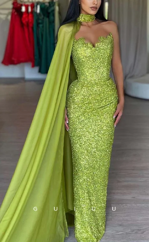 G3175 - Sexy & Fitted Strapless Sequins Green Long Formal Prom Dresses With Shawl Warm Cashmere Shawl Wrap G3175 - Sexy & Fitted Strapless Sequins Green Long Formal Prom Dresses With Shawl Warm Cashmere Shawl Wrap