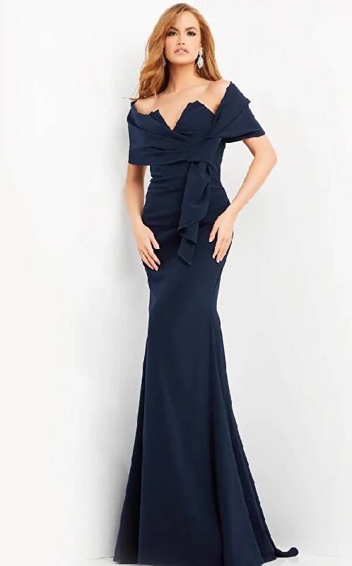 Jovani 06403 Mother of the Bride Ruched Shawl Long Dress Comfortable Embroidered Shawl Jovani 06403 Mother of the Bride Ruched Shawl Long Dress Comfortable Embroidered Shawl
