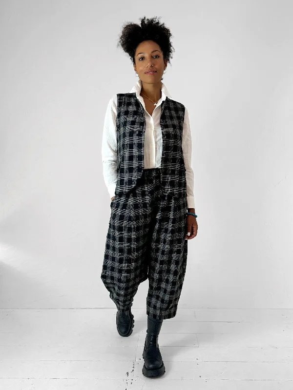 Kimchi Glen Check Waistcoat Classic Longline Waistcoat Vest