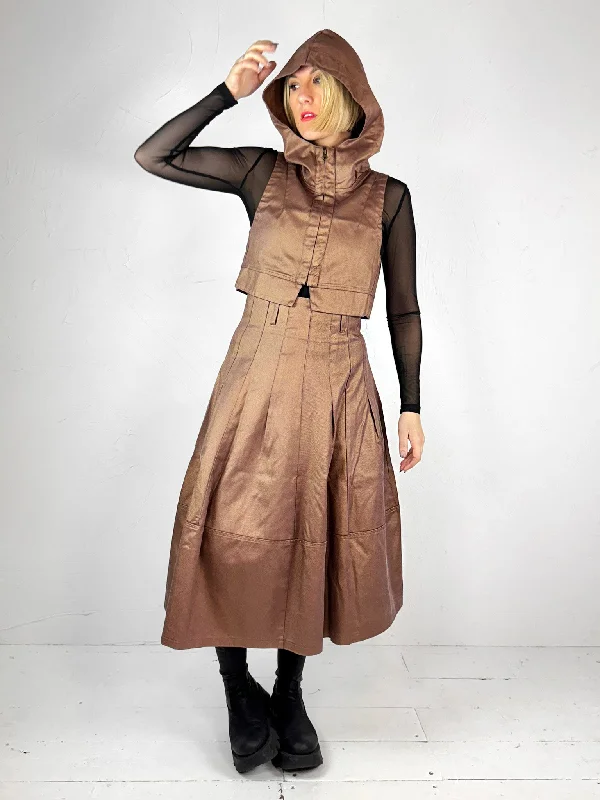 Lurdes Bergada Hooded Copper Waistcoat 370 Stylish Faux Fur Waistcoat Vest