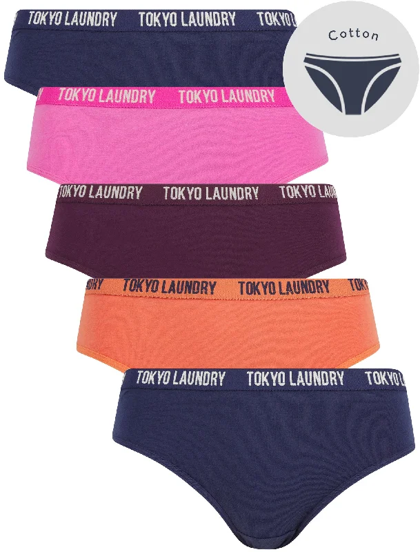 Molly Anne (5 Pack) Cotton Assorted Briefs in Peacoat Blue / Phlox Pink / Potent Purple / Ginger - Tokyo Laundry Collared Crew Neck Turtle Neck Molly Anne (5 Pack) Cotton Assorted Briefs in Peacoat Blue / Phlox Pink / Potent Purple / Ginger - Tokyo Laundry Collared Crew Neck Turtle Neck