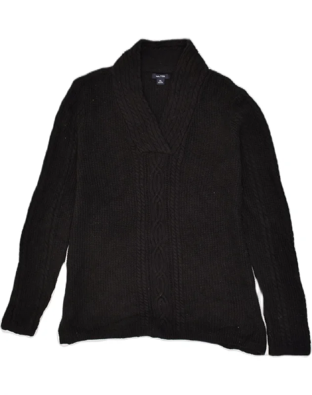 NAUTICA Womens Shawl Neck Jumper Sweater UK 18 XL Black Cotton Luxurious Silk Shawl Cape NAUTICA Womens Shawl Neck Jumper Sweater UK 18 XL Black Cotton Luxurious Silk Shawl Cape
