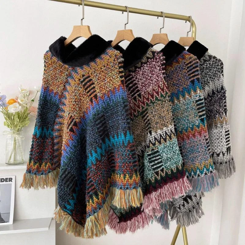 New Pullover Cloak Tassel Warm Shawl Imitation Wool Collar Ponchos Cozy Wool Shawl Scarf New Pullover Cloak Tassel Warm Shawl Imitation Wool Collar Ponchos Cozy Wool Shawl Scarf
