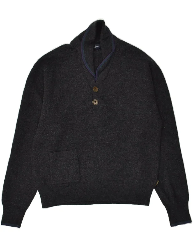 PAUL SMITH Womens Shawl Neck Jumper Sweater UK 18 XL Grey Wool Chic Knitted Shawl Wrap PAUL SMITH Womens Shawl Neck Jumper Sweater UK 18 XL Grey Wool Chic Knitted Shawl Wrap