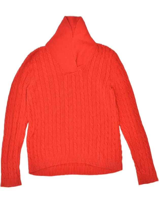 RALPH LAUREN Womens Shawl Neck Jumper Sweater UK 14 Medium Red Cotton Stylish Pashmina Shawl Wrap RALPH LAUREN Womens Shawl Neck Jumper Sweater UK 14 Medium Red Cotton Stylish Pashmina Shawl Wrap