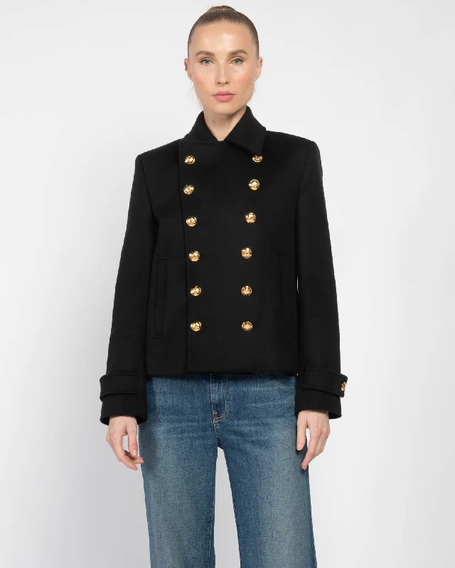 Ornella Crop Peacoat Herringbone Houndstooth Plaid