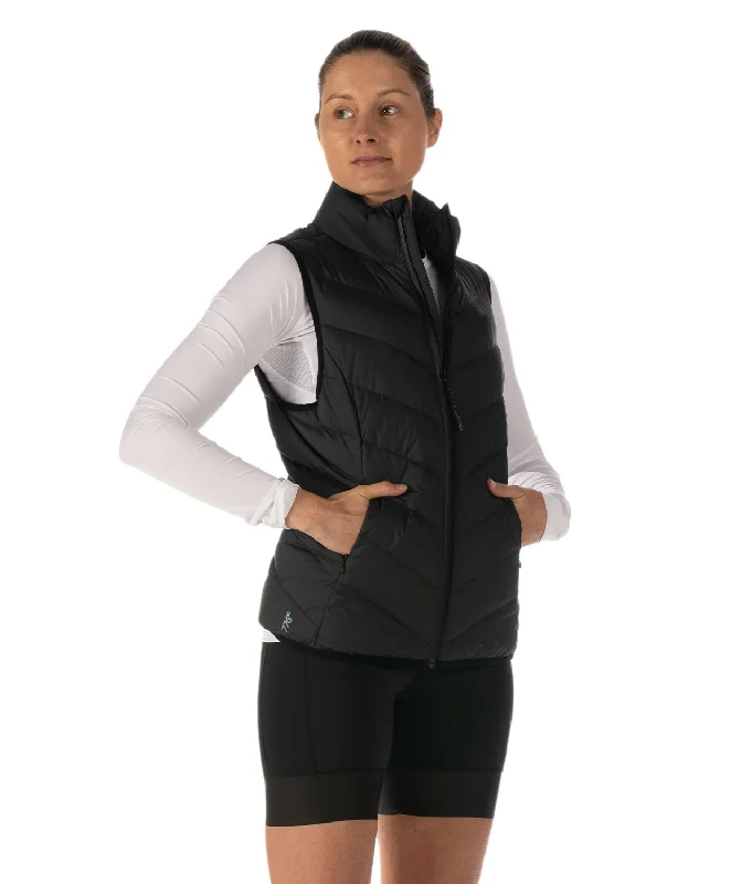 Women's Cumulus Puffer Vest - Black Minimalist Wool Vest