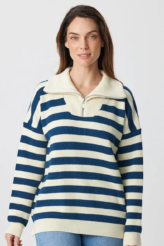 Stripe Zip Shawl Sweater Trendy Bohemian Shawl Cape