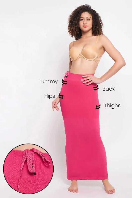 Clovia Saree Shapewear Petticoat with Drawstring in Dark Pink Kimono Robe Cloak
