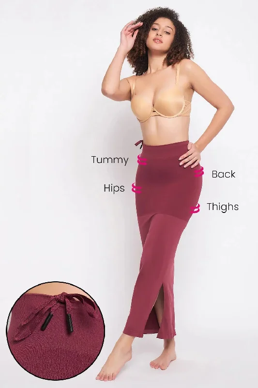 Clovia Saree Shapewear Petticoat with Drawstring in Maroon Parka Anorak Hoodie