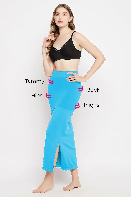 Clovia Saree Shapewear Petticoat with Side Slit in Light Blue Blouse Shirt Tunic