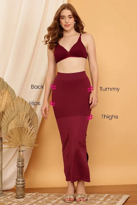 Clovia Saree Shapewear Petticoat with Side Slit In Maroon Vest Waistcoat Gilet