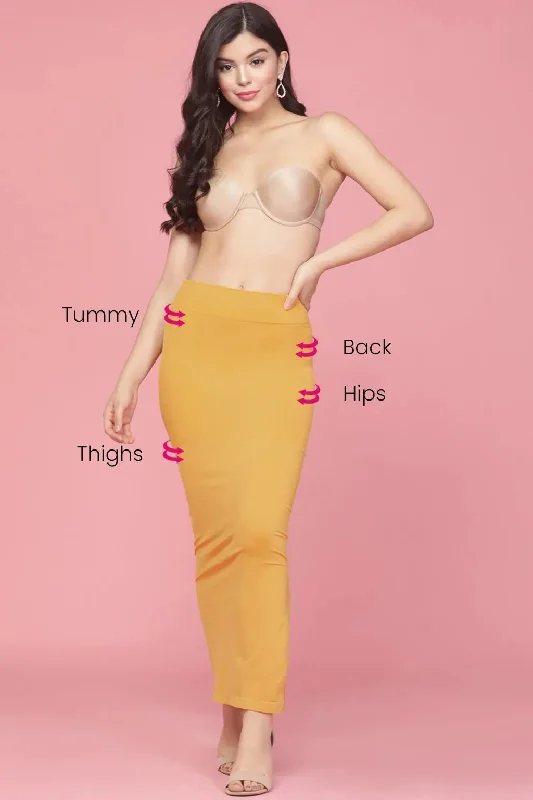 Clovia Saree Shapewear Petticoat with Side Slit in Yellow Cardigan Sweater Pullover
