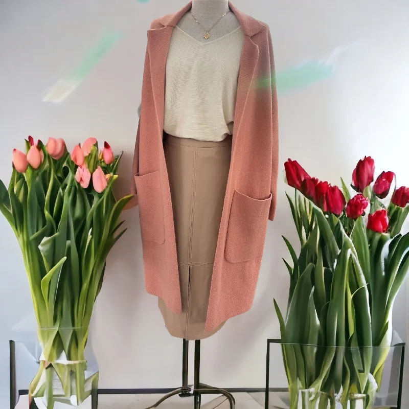 Collared 2 Large Pocket Open Coat Peter Pan Collar Cowl Neck Turtleneck