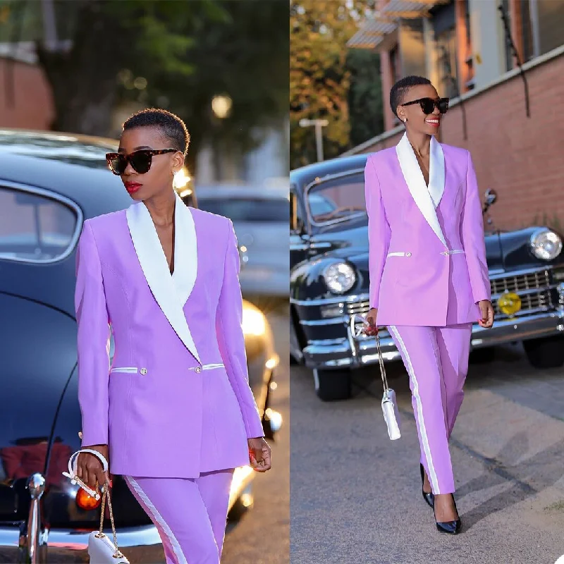Purple Bridal Women Pants Suits White Shawl Lapel Mother of the Bride Suits Slim Fit Evening Party Prom Tuxedos 2 pieces Soft Cotton Shawl Poncho Purple Bridal Women Pants Suits White Shawl Lapel Mother of the Bride Suits Slim Fit Evening Party Prom Tuxedos 2 pieces Soft Cotton Shawl Poncho