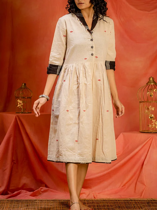 Saanjh Shawl Collar Dress White Trendy Knitted Shawl Wrap