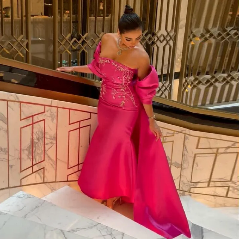 Fuchsia Mermaid Evening Dress with Cape Shawl SS296 Soft Summer Shawl Wrap
