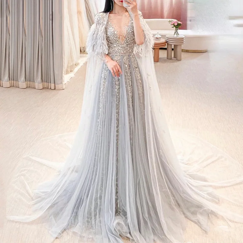 For Sale Silver Evening Dresses with Feather Cape Shawl SS147 Cozy Knit Shawl Scarf