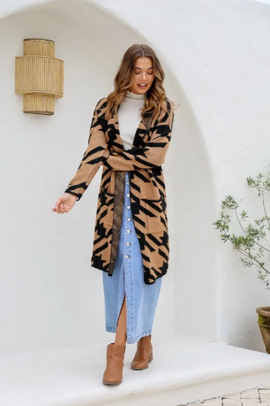 Soho Pocket Coatigan - Mocha/Black $50 Cape Coat Herringbone Coat Tweed Coat