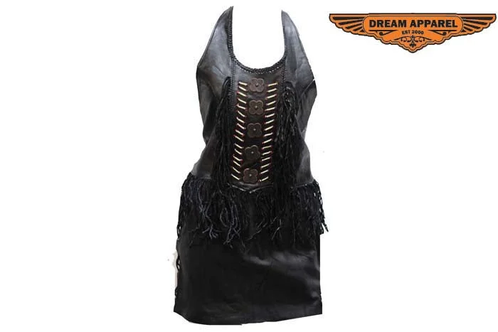Womens Motorcycle Dark Brown Leather Vest Modern Suit Vest