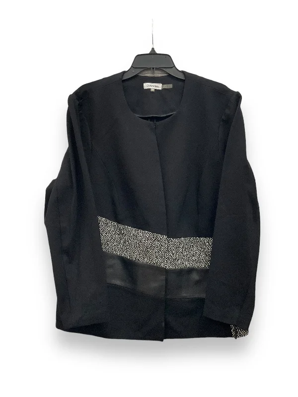 Blazer By Calvin Klein In Black, Size: 1x Cotton Blend Blazer