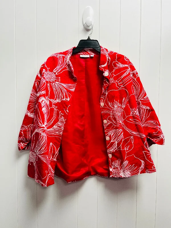 Blazer By Susan Graver In Red & White, Size: 1x Women's High-End Blazer