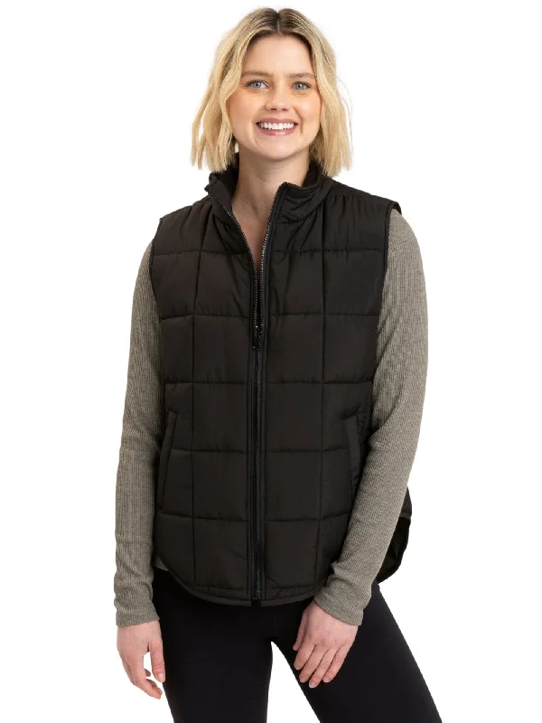 Aubri Packable Puffer Vest Longline Tailored Vest