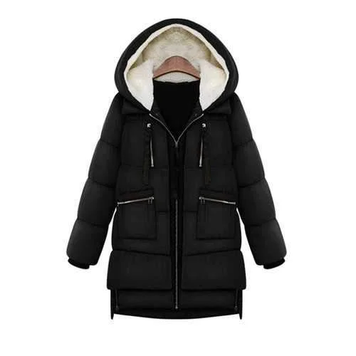 Casual Style Hooded Long Sleeve Solid Color Zipper Pockets Women's Coat - Black L Stand-Up Roll-Neck Turtle Casual Style Hooded Long Sleeve Solid Color Zipper Pockets Women's Coat - Black L Stand-Up Roll-Neck Turtle